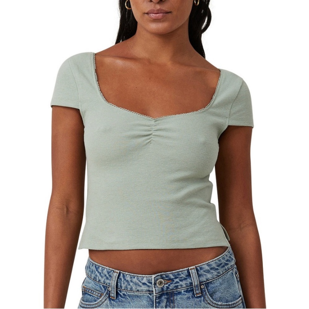 Brand New Cotton On Pricot Trim Short Sleeve Top